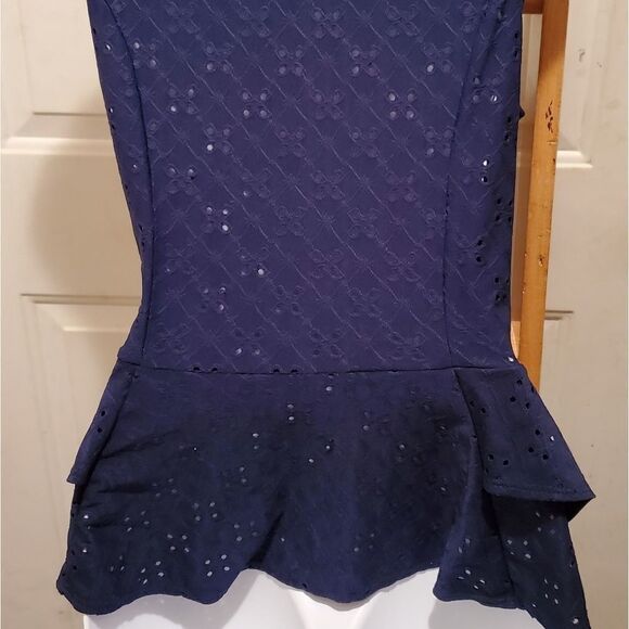 BCX Blouse Women XLarge Peplum Sleeveless Eyelet Cottagecore Whimsical Fairycore - Picture 9 of 14